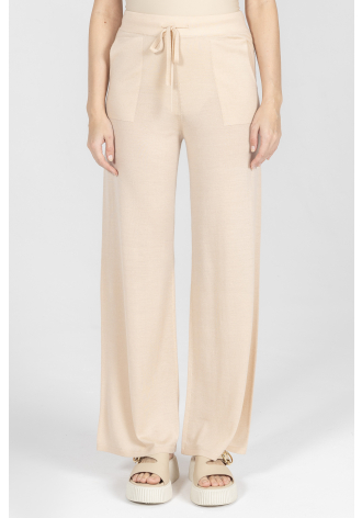 Dzianinowe spodnie z wełny, jedwabiu i kaszmiru