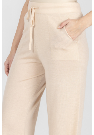 Dzianinowe spodnie z wełny, jedwabiu i kaszmiru