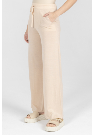 Dzianinowe spodnie z wełny, jedwabiu i kaszmiru