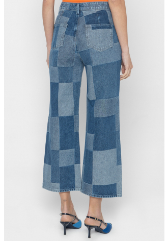 Szerokie, patchworkowe jeansy