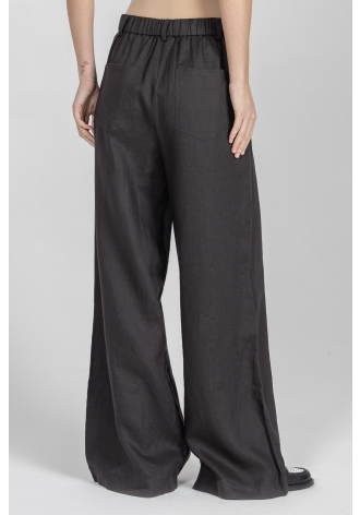 Czarne luźne spodnie z lnu