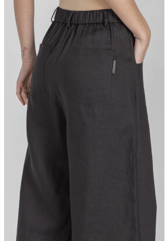 Czarne luźne spodnie z lnu