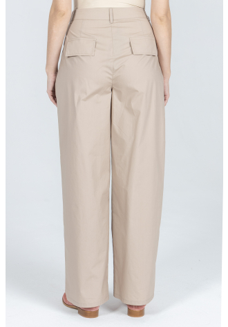 Luźne beżowe spodnie z bawełny
