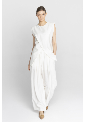 Szerokie spodnie w kolorze kremowej bieli