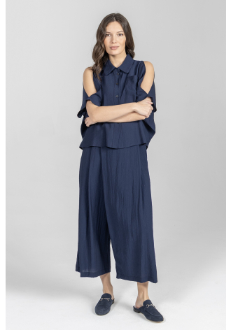 Luźne spodnie w kolorze granatowym