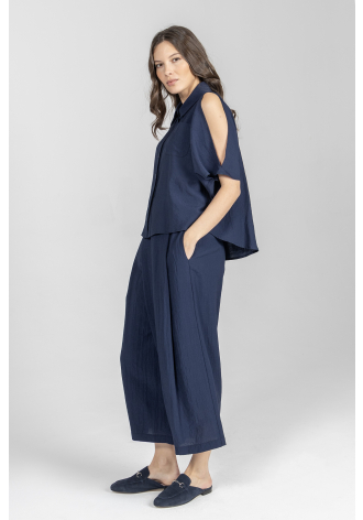 Luźne spodnie w kolorze granatowym