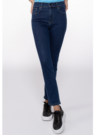 Granatowe jeansy z prostą nogawką
