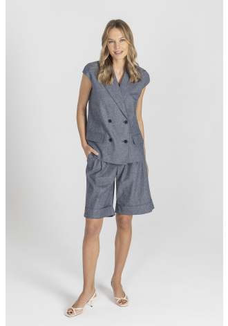 Marineblauer kurzärmeliger Blazer