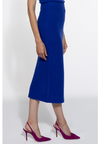 Knit pencil skirt with a side slit