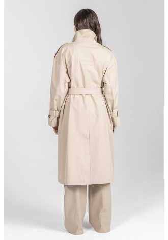 Luźny trencz z impregnowanej bawełny