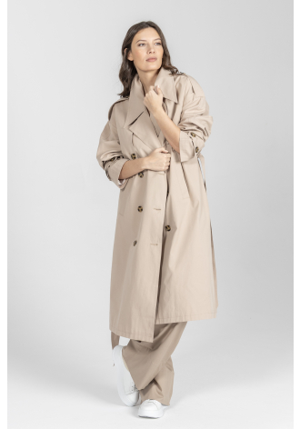 Luźny trencz z impregnowanej bawełny