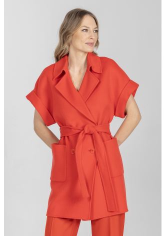 Czerwona kamizelka z wełny i kaszmiru