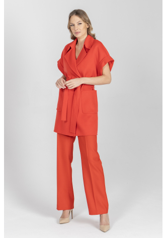 Czerwona kamizelka z wełny i kaszmiru