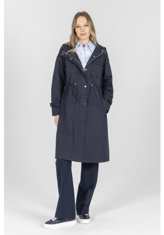 Długa granatowa kurtka