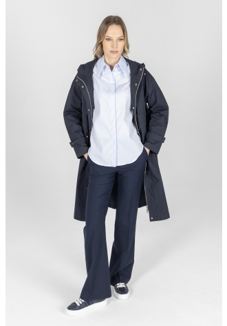 Długa granatowa kurtka