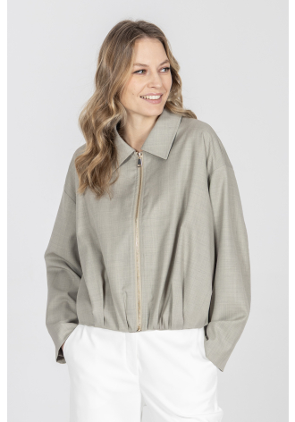 Krótka kurtka w odcieniu melanżowej szarości