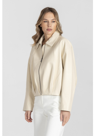 Krótka kurtka z miękkiej skóry