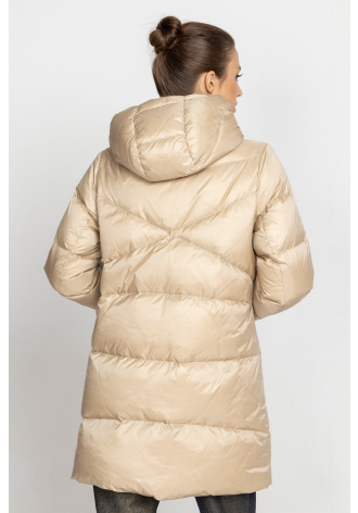  Beige and gold hooded down jacket 