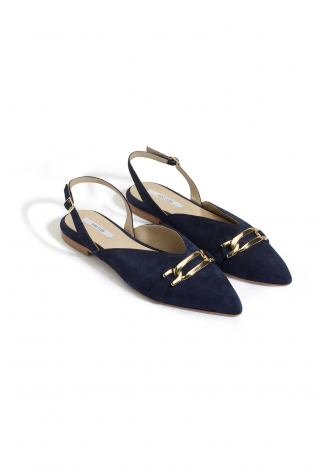 Navy blue slingback ballerinas 