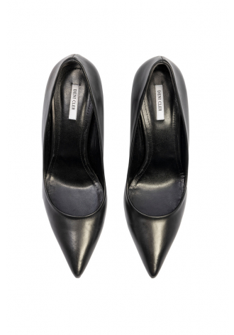 Classic black plain leather stilettos