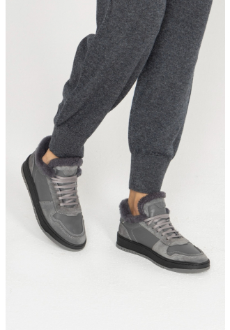  Grey leather sneakers