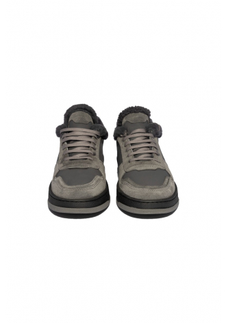  Grey leather sneakers