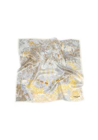 Jedwabna chusta w kolorze szaro-żółtym