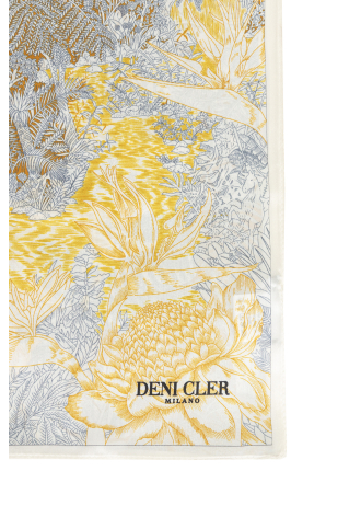 Jedwabna chusta w kolorze szaro-żółtym