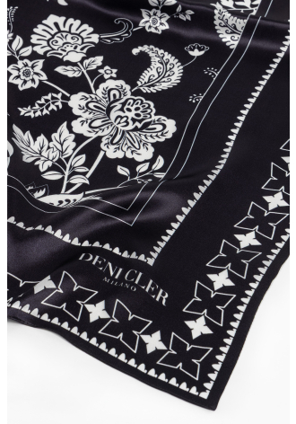 Jedwabna chusta w czarno-biały print
