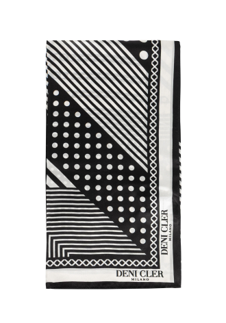 Jedwabna chusta w szaro-czarny print