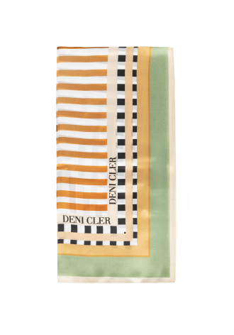 Jedwabna chusta w zielono-beżowy print