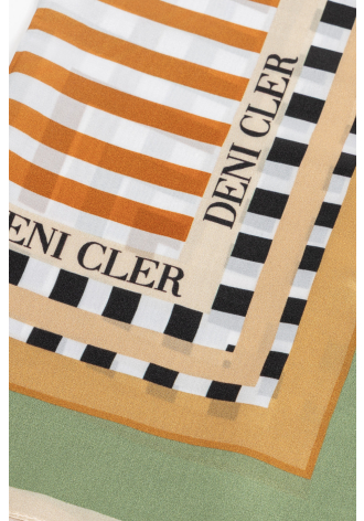 Jedwabna chusta w zielono-beżowy print