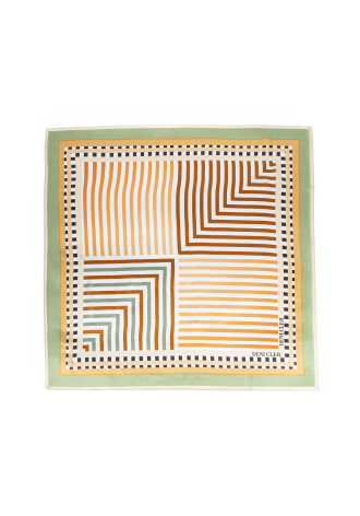 Jedwabna chusta w zielono-beżowy print