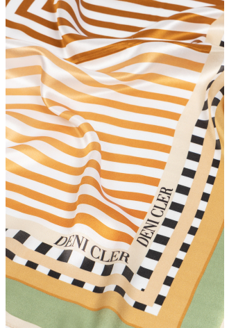 Jedwabna chusta w zielono-beżowy print