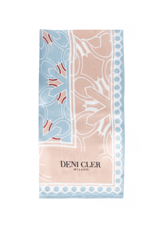 Jedwabna chusta w niebiesko-różowy print