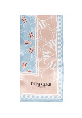 Jedwabna chusta w niebiesko-różowy print