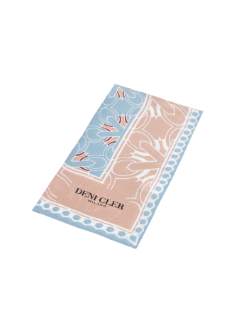 Jedwabna chusta w niebiesko-różowy print