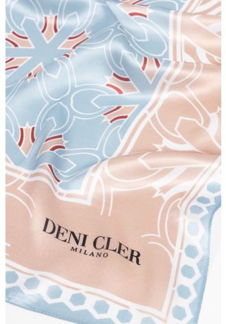 Jedwabna chusta w niebiesko-różowy print