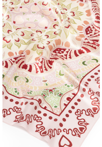 Jedwabna chusta w kwiatowo-orientalny wzór