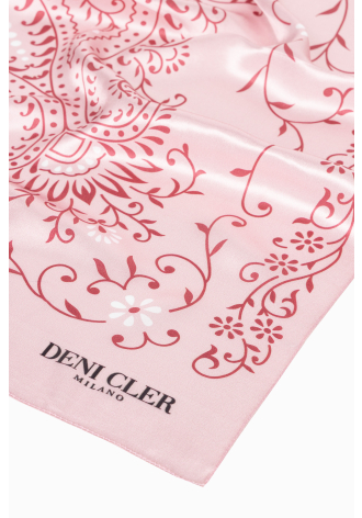 Jedwabna chusta w ciemnoróżowy print