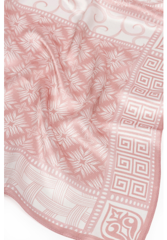 Jedwabna chusta w różowo-biały print