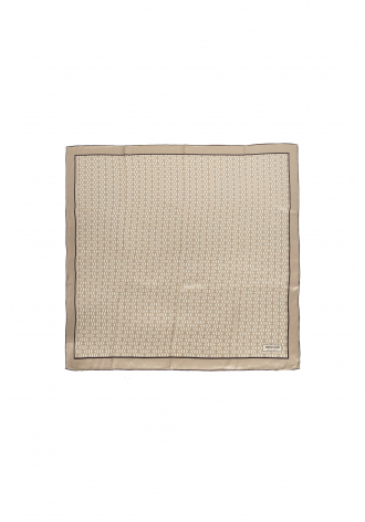 Beige scarf with beige and grey fine print