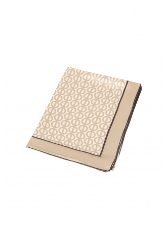 Beige scarf with beige and grey fine print