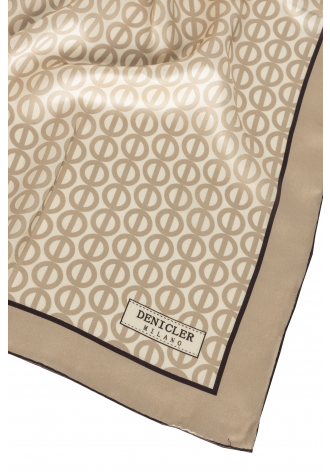 Beige scarf with beige and grey fine print