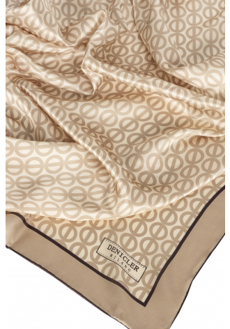 Beige scarf with beige and grey fine print