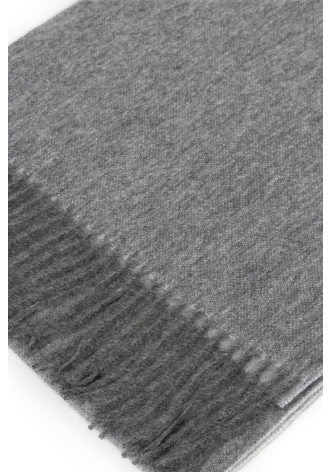 Szary szal z kaszmiru z frędzlami