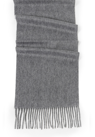 Szary szal z kaszmiru z frędzlami