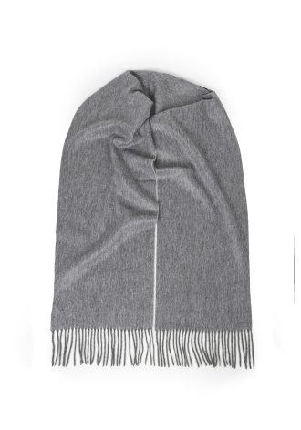 Szary szal z kaszmiru z frędzlami