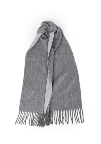 Szary szal z kaszmiru z frędzlami