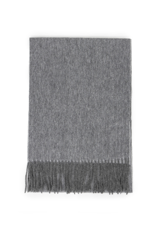 Szary szal z kaszmiru z frędzlami